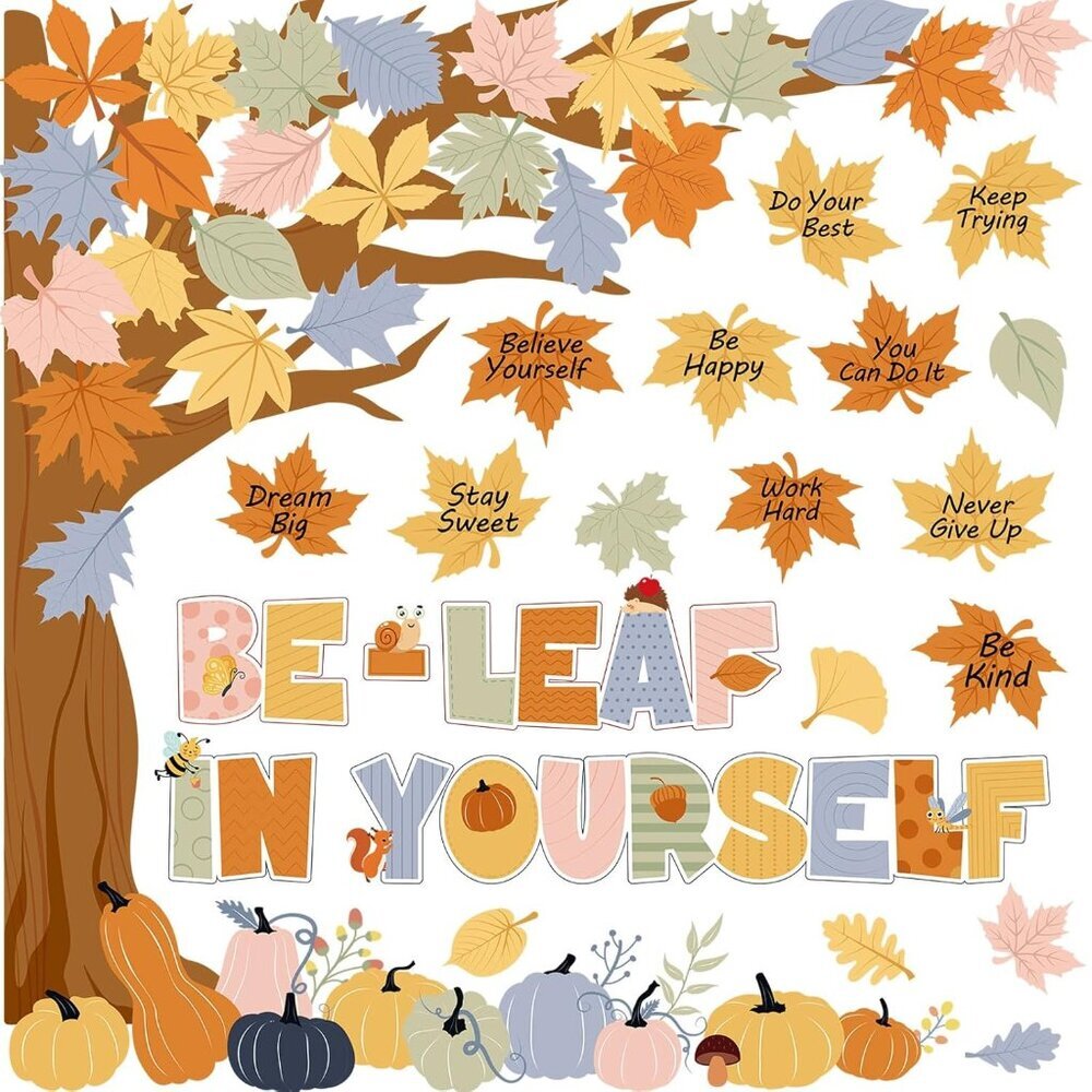 Fall Bulletin Board Decorations Classroom Fall Tree Maple Leaves Pumpkin Bulleti